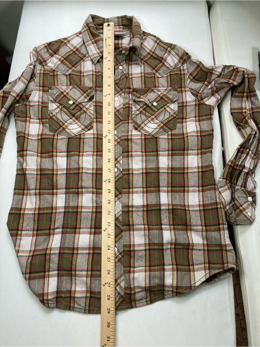 True Religion Men’s Western Pearl Snap Plaid Flannel Shirt Size M